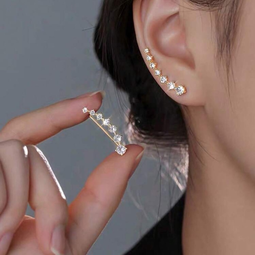 Elegant Gold and Silver Crystal Ear Cuff